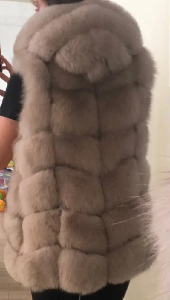 Gilet In Vera Pelliccia Di Volpe Emas Fur - Lusso Moderno In Pelle D'agnello, Taglia Unica