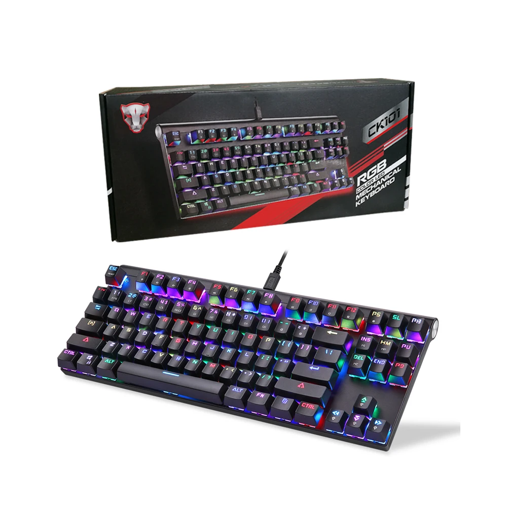 Motospeed CK101 USB Wired Profession Gaming Mechanical Keyboard Ergonomic 87 Anti-ghosting Keys RGB Light Blue/Red Switch