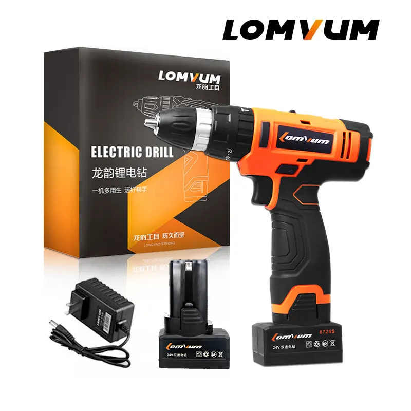 Evlajn 安いlomvum 12 16 24 250v 電源電気工具ドリルインパクトコードレスドリル2 リチウムイオンバッテリーネジロータリーツール掘削駆動通販価格
