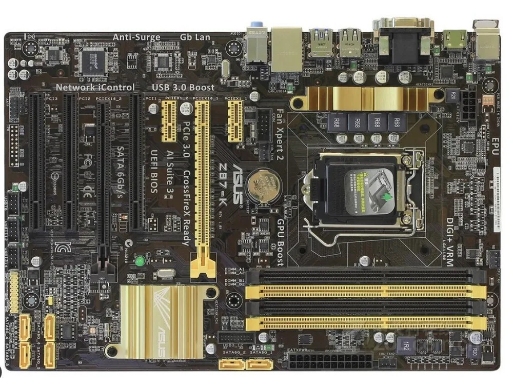 Разъем LGA 1150 для ASUS оригинальная б/у настольная плата Intel Z87 DDR3 USB3.0 SATA3 Z87-K |