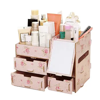

Mi Xiuer 41 Korean Cosmetic Storage Box DIY Desktop Creative Wooden Storage Box 26.5x16.5x19 cm-1
