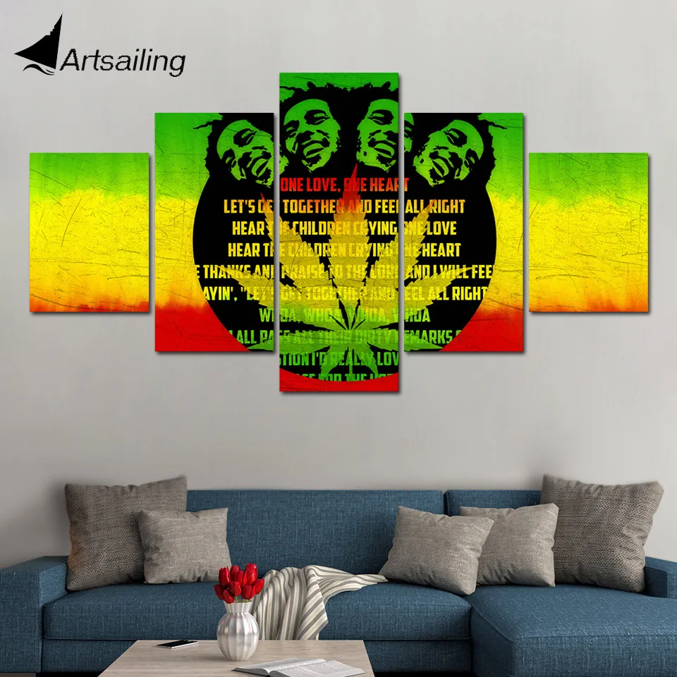 

Decorative Painting 5 Piece HD Printed bob marley music Painting Canvas Print Room Decor Poster Picture Canvas Art