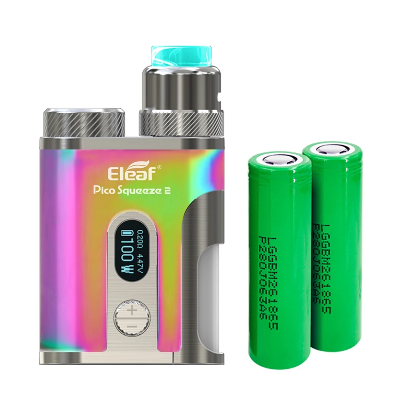 Authentic Eleaf Pico Squeeze 2 Squonk Kit with 100W Coral RDA 4000mAh Atomizer 8ml Clapton 0.2ohm Coil - Dazzling | Электроника