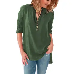 2018 с длинными рукавами v-образным вырезом на заказ цвет Свободные Шифон Рубашка женская блузка Vestidos MS1
