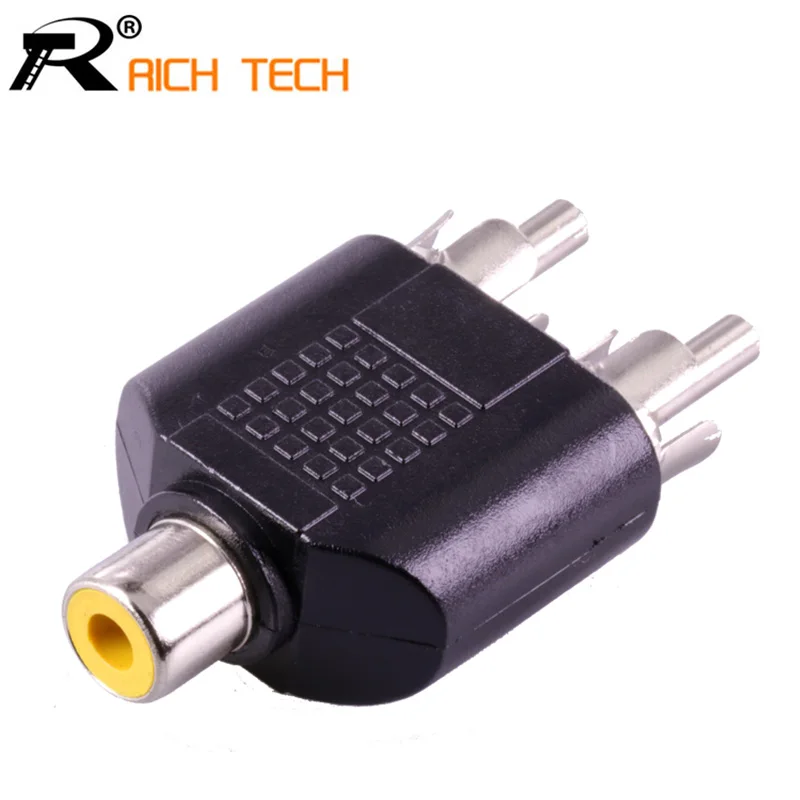

3Pcs RCA Plug to RCA Jack Connector Hot sale Plastic Audio Adapter 1RCA Female Jack Socket to 2xRCA Plug wholesale