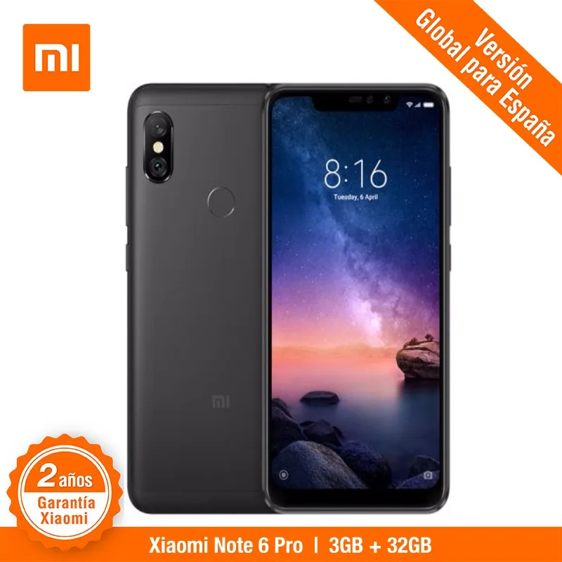 

[Global Version for Spain] Xiaomi Redmi Note 6 Pro (Memoria interna de 32GB, RAM de 3GB, Cuatro camaras con IA) Smartphone