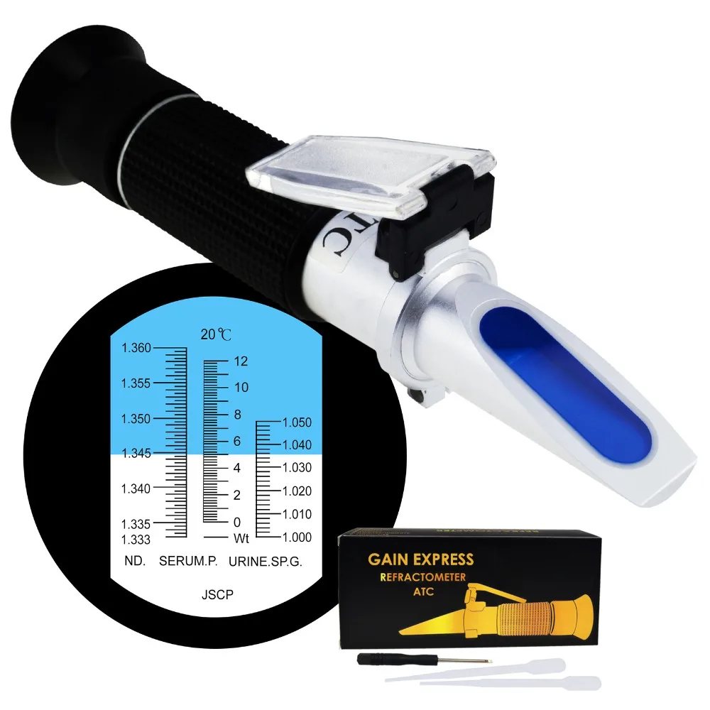 Handheld Clinical Refractometer w/ ATC, Tri Scale Blood Serum Protein