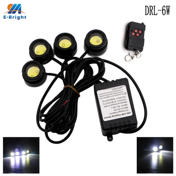 

1 set 6W 4 Leds 12V DRL 6500K Lens Led Bulbs Eagle Eye Fog Reverse Backup Daytime Running Light White with Controller