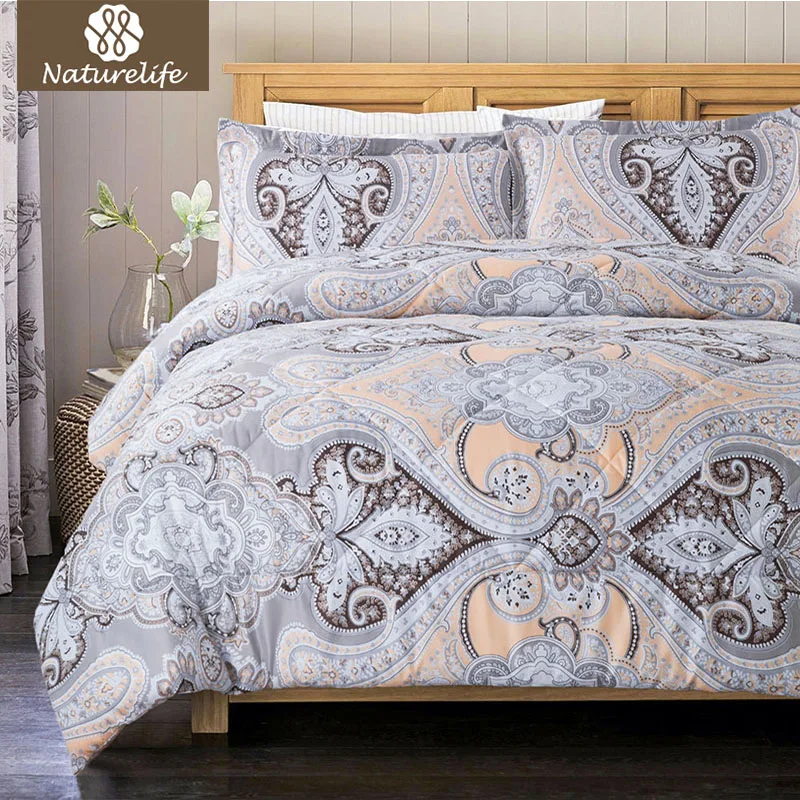

Naturelife Paisley Design Pattern Comforter Duvet Set 2/3 pcs Luxury Lightweight Down Alternative Comforter Edredom Futon