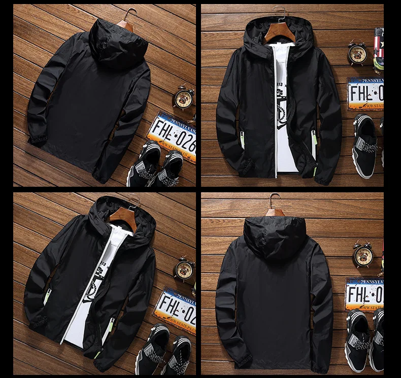 Ultra-Light Men's Summer Hooded Jacket Super-Thin Windbreaker Packable Skin Coat Sunscreen Waterproof Beach Casual Jackets