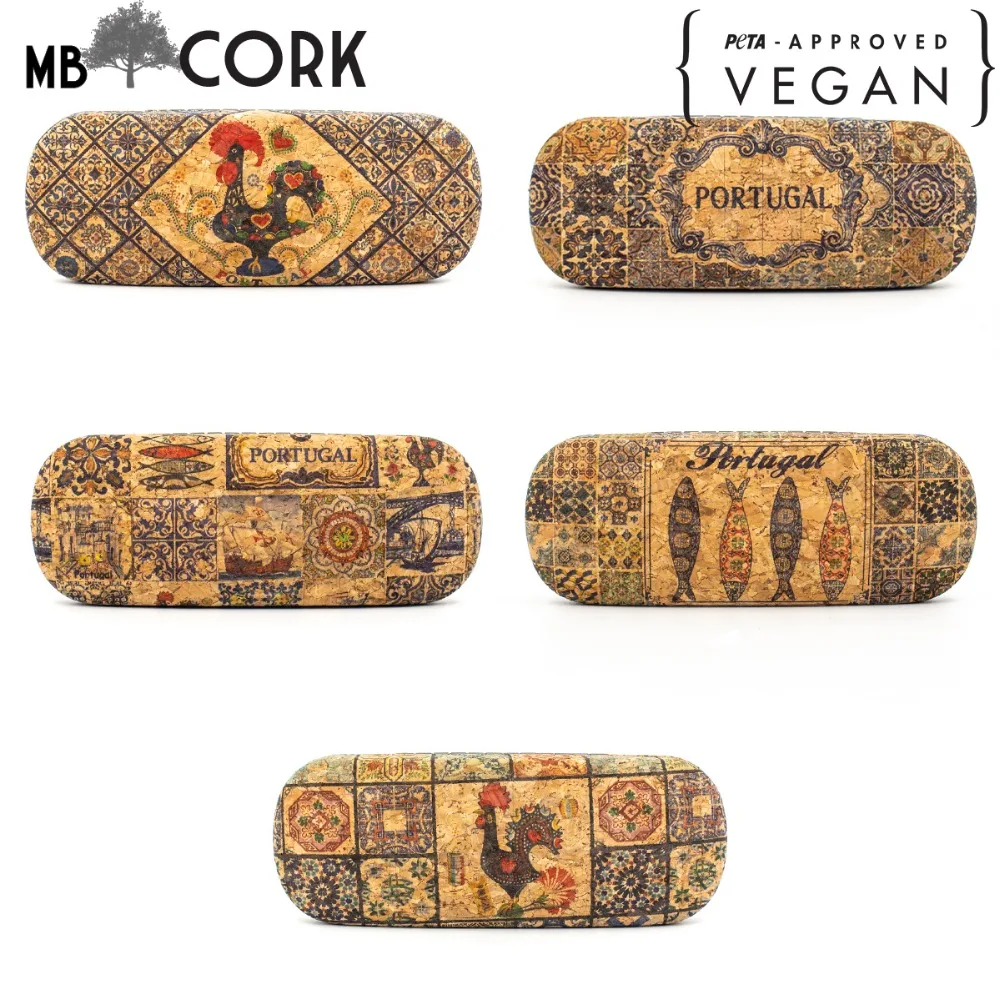 

Cork Eyewear Sunglasses Box Bag Waterproof Sunglasses Cork Hard Cases for Glasses, Traditional Portuguese Patterns L-023-KLMNO