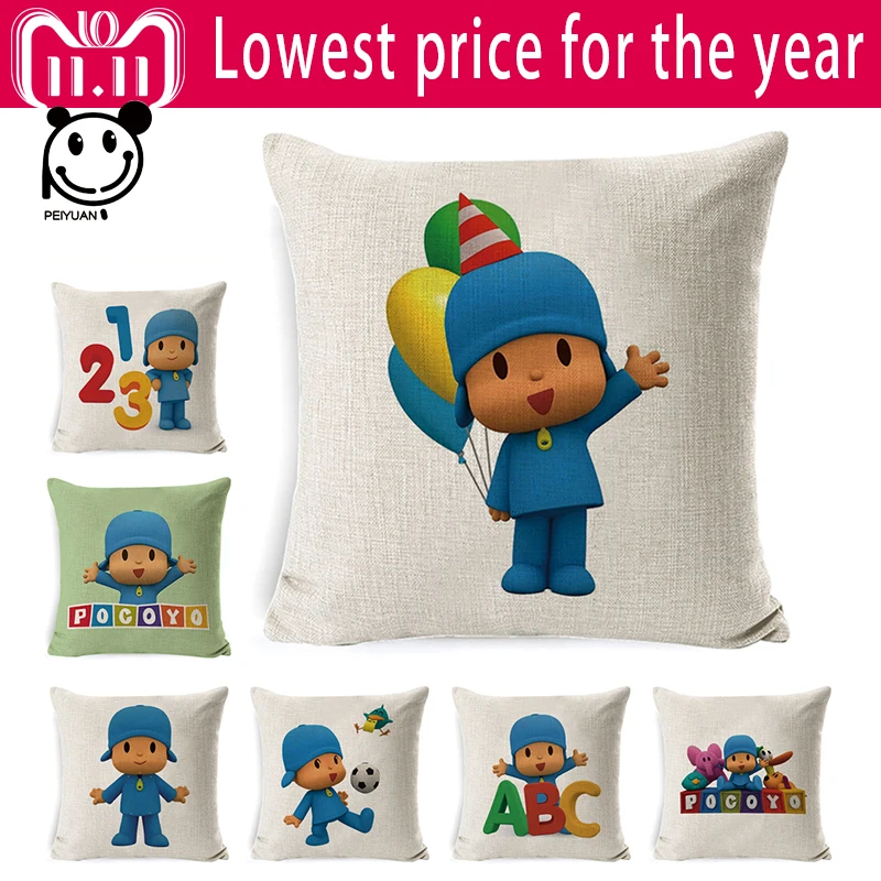 

PEIYUAN Pocoyo Elly Pato Loula Pocoyo Dog Duck Cushion Cover Square Plain Multicolor Pillowcase Pillowsilp for Sofa Chair Decor