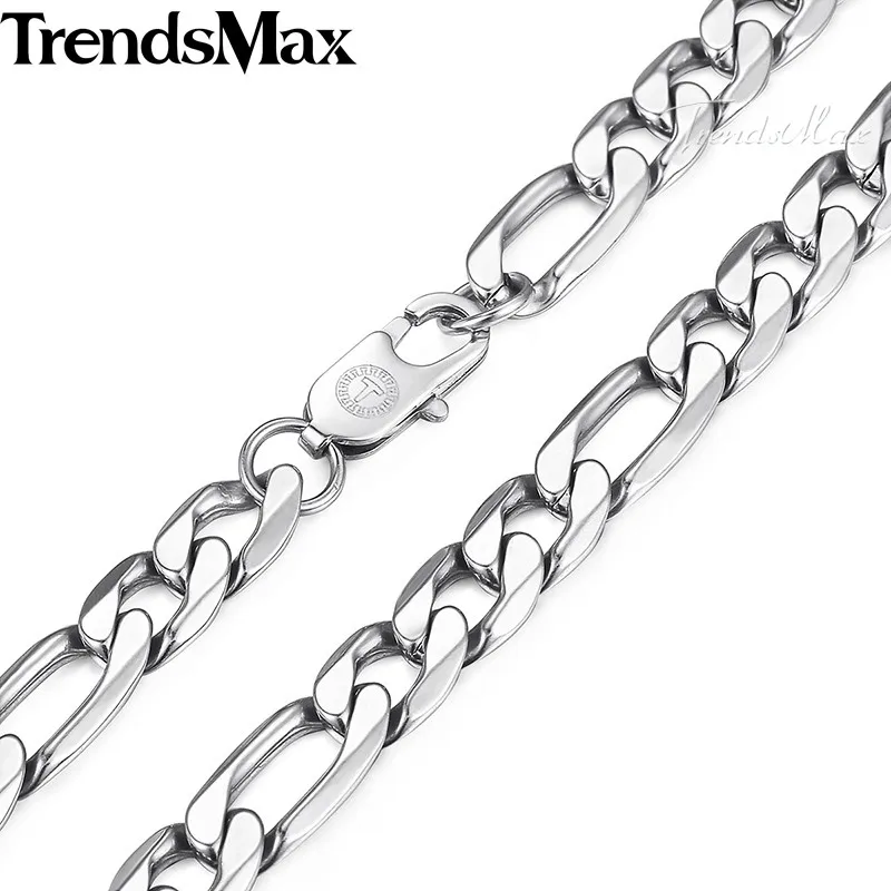 Trendsmax Figaro звено ожерелье для мужчин цепь из нержавеющей стали мужской подарок серебряный цвет 6-9 мм KKNM159
