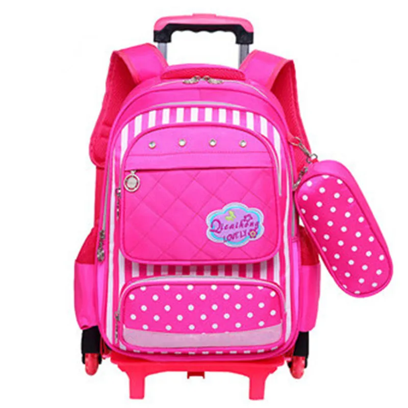 

Kids 2/6 Wheels Removable Trolley Backpack Wheeled Bags Children School Bag for Boys Girls Travel Bags Child School Backpack