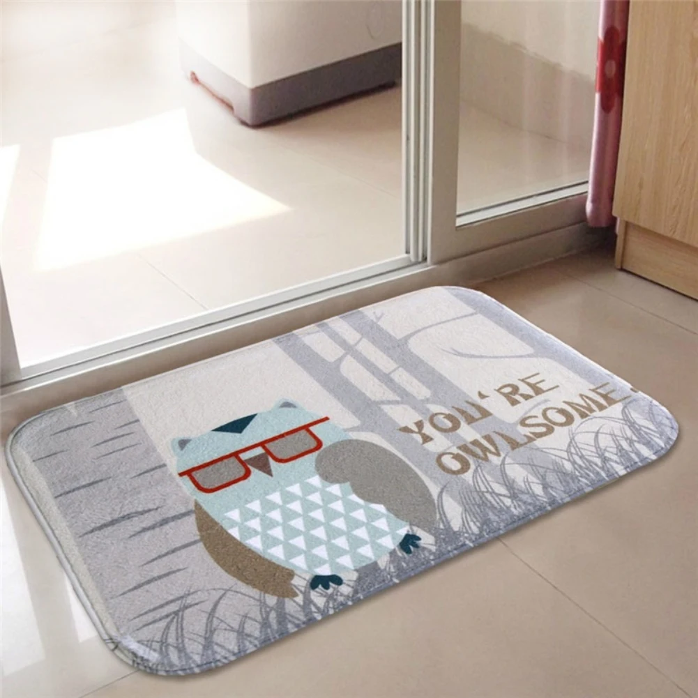 Soft Cartoon Cute Owls Printed Doormat Bathroom Bedroom Floor Rug ...