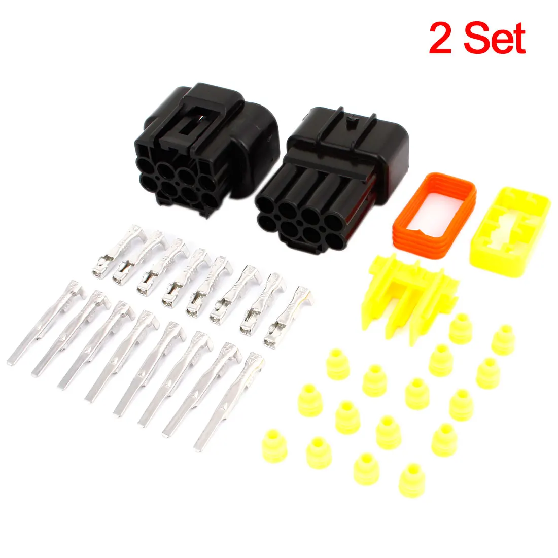 UXCELL 2 Set 8 Pin 8 Way Sealed Waterproof Cable Connectors Plugs For