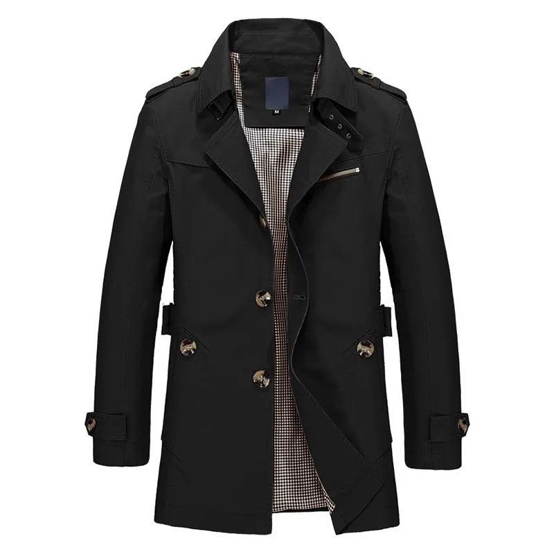 Winter Autumn Men's Jacket Fashion Warm Coat Turn-down Collar Solid Casual Trench Overcoat Windproof Outerwear Plus Size 5XL