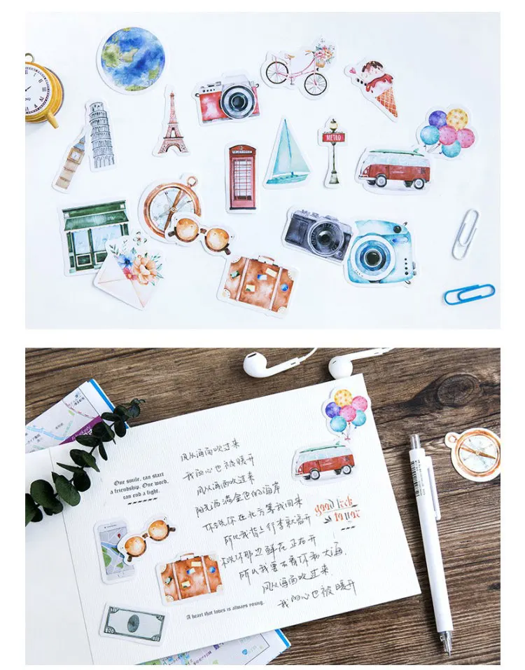 Декоративные наклейки для путешествий для одного человека, клеящиеся наклейки, детский подарок, сделай сам, декоративные наклейки для дневника, канцелярские наклейки