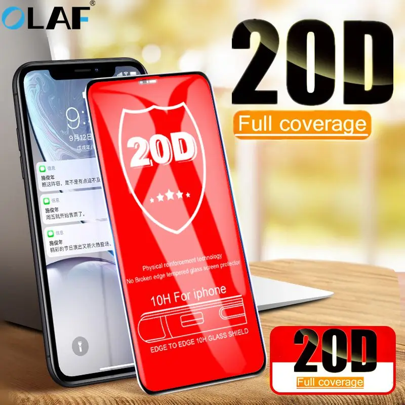 Защитное закаленное стекло OLAF 20D для iPhone XS Max XR X 7 8 6S 6 Plus Защитная пленка экрана с