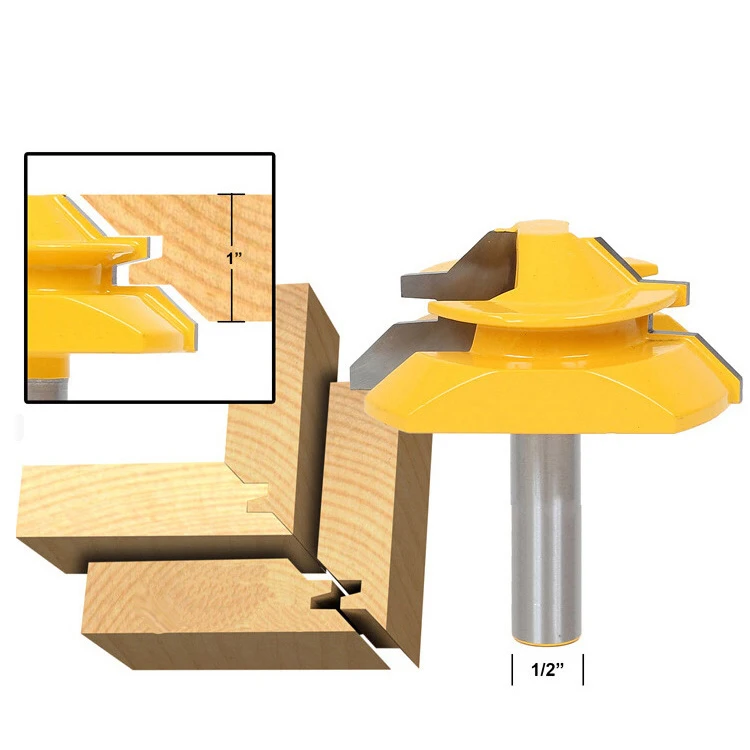 Большой замок Торцовочная фреза-45 градусов-" шток-1/2" хвостовик 12 мм хвостовик-шип резак для деревообработки Tools-RCT15293