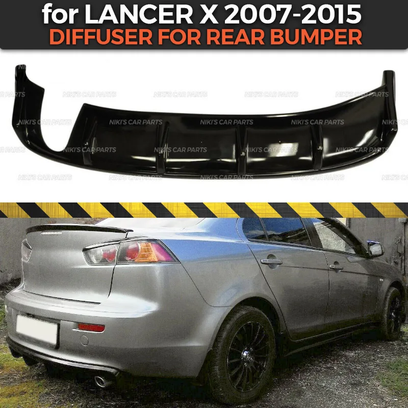 

Diffuser for Mitsubishi Lancer X 2007-2015 of rear bumper ABS plastic body kit aerodynamic pad decoration car styling tuning