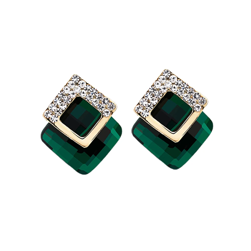 Buy Concise Rhinestone Inlaid Square Stud Earrings
