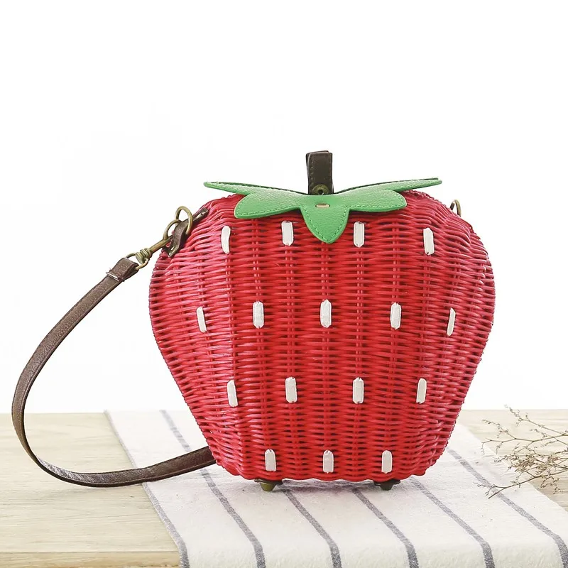 Women Straw Bags Female Summer Beach Shoulder Bag Lady Strawberry Vintage Rattan Weave Handbag Handmade Portable Bolsa SS3126 (4)
