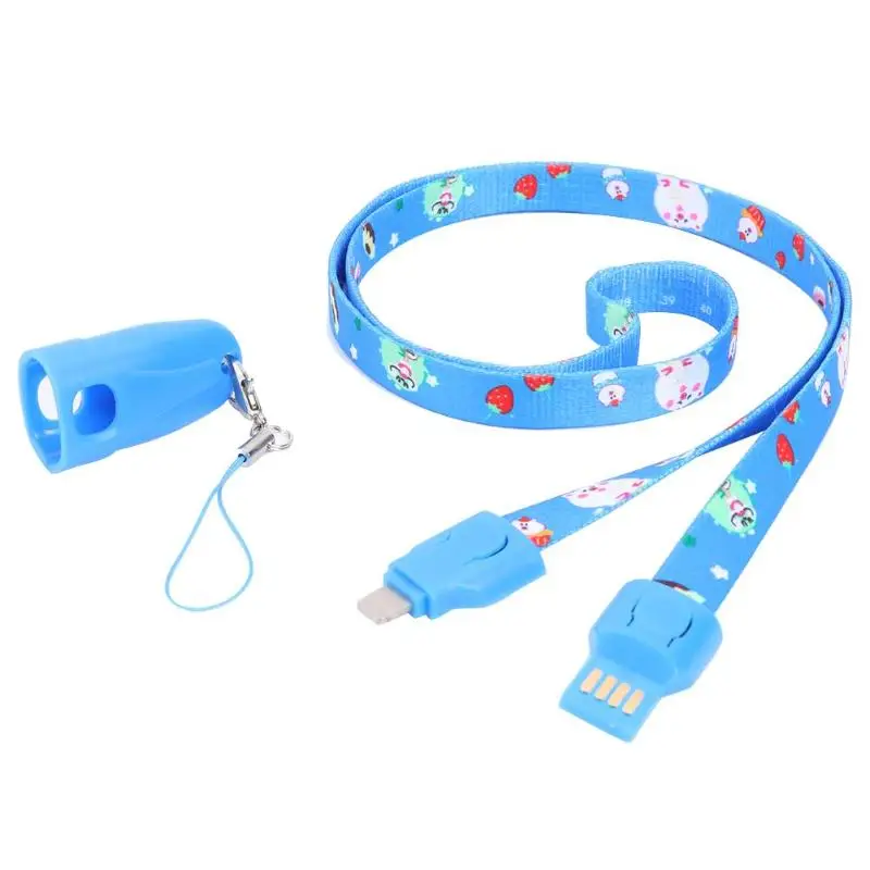 

1 pcs Cartoon USB Cable for Mobile Phone Lanyard for Keys Straps Neck Hanging Rope Micro USB Type C Charging Cable for iPhone