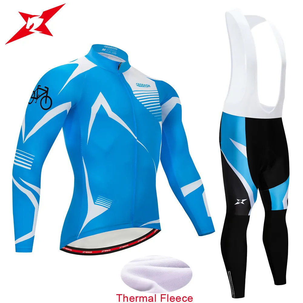 

GEODASH High Quality Cycling Clothing Cycling Winter Men's Set Thermal Fleece Cycling Set GEL Pad Complete Cycling 2019