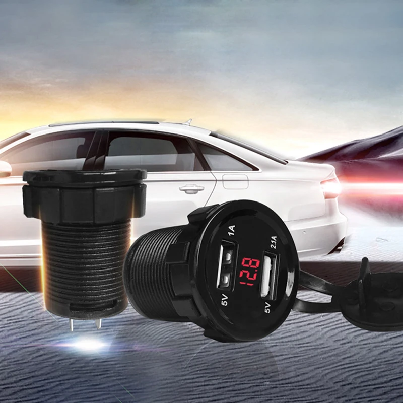 

DC 12V 24V 3.1A Dual USB Car Charger Voltage Voltmeter Motorcycle Marine Boat