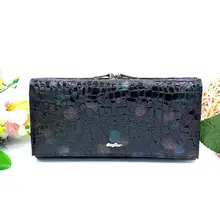 Women's Long Wallet multi-card Purse Genuine Leather three-fold Lady Handy Holder multi-function money clips with soft leather