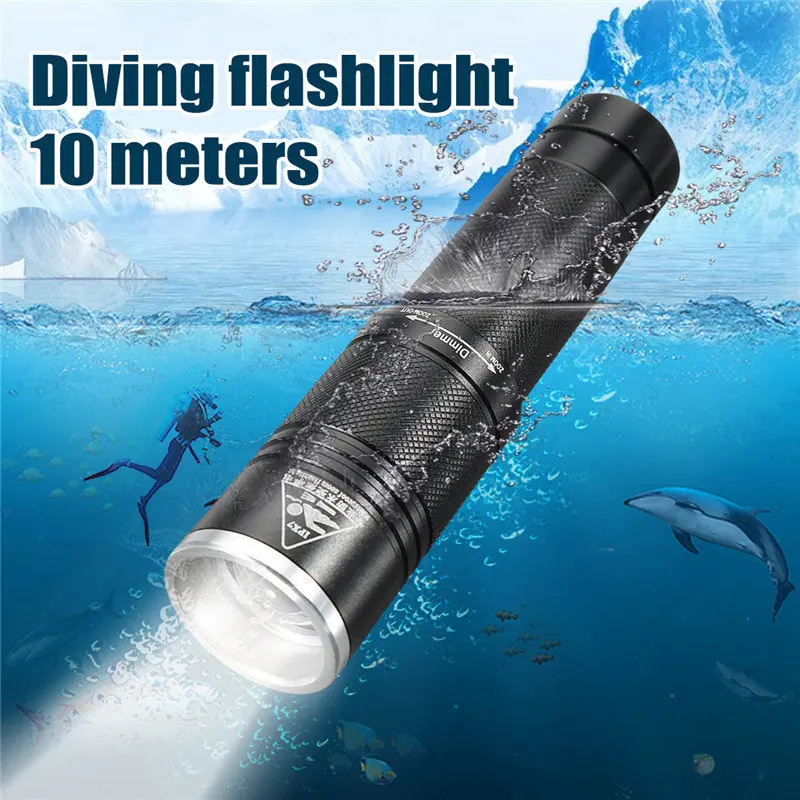 

Newest Elfeland D80 T6 3Modes Waterproof Diving LED Flashlight 10M 18650/AAA Battery Torches Portable for Outdoor Travel