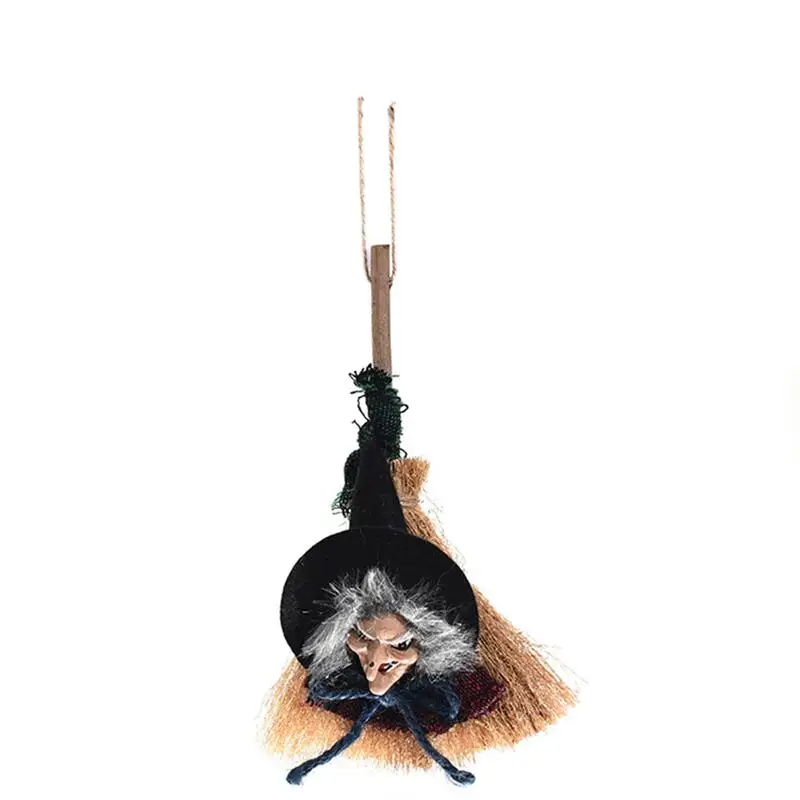 

Witch Broom Costume Hang Decorations Straw Broom Wizard Accessory for Halloween Party (Red)