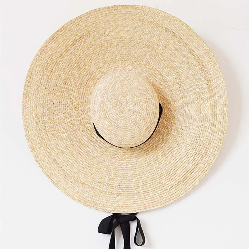 Черная шляпа из натуральной соломы ручной работы для мужчин и женщин, бандажная лента с широкими полями, Солнцезащитная Шляпа Дерби, летняя пляжная шляпа