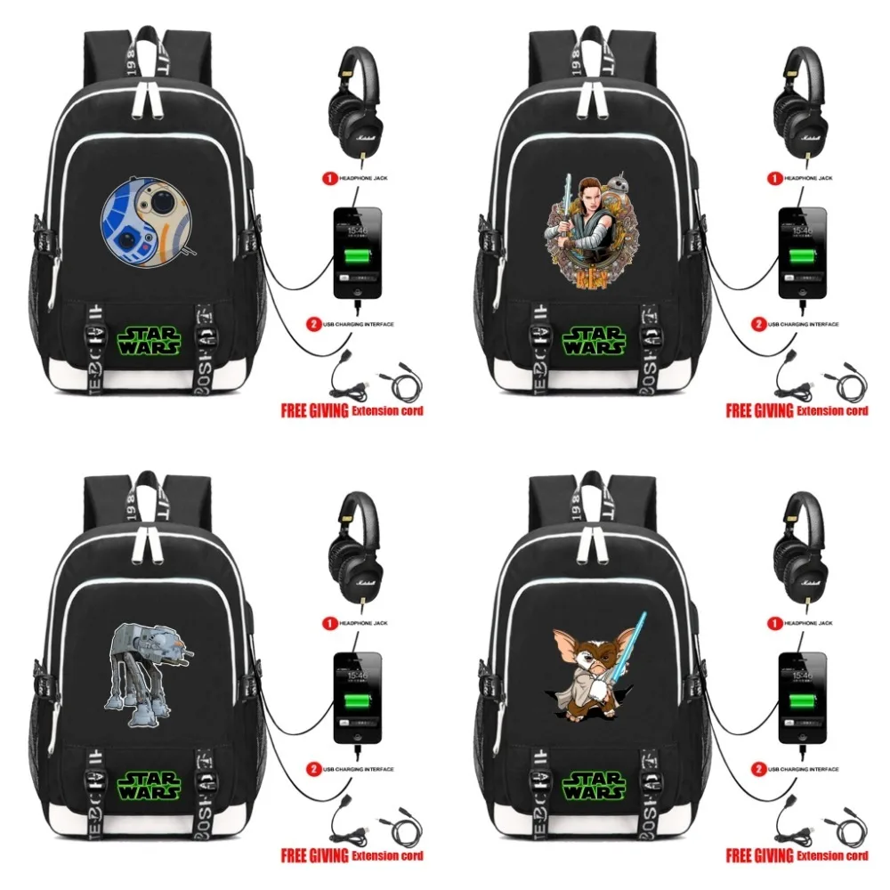 

Movie Star Wars Darth vader Yoda funny Printed multifunction USB charging backpack School Bags Men women travel Laptop Bags
