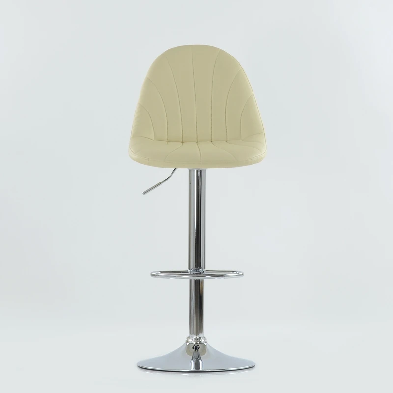 N95CrPuBeige Barneo N-95 бежевый кухонный барный стул с мягким сиденьем мебельная эко-кожа ножка хром стул на газ-лифте стул высокий стул для барной стойки кресло для мастера макияжа стул по России