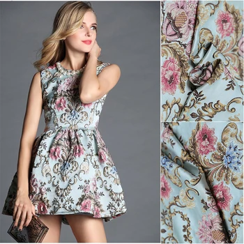 

HLQON High quality yarn dyed cotton brocade jacquard fashion fabric used for dress women clothing wind coat patchwork