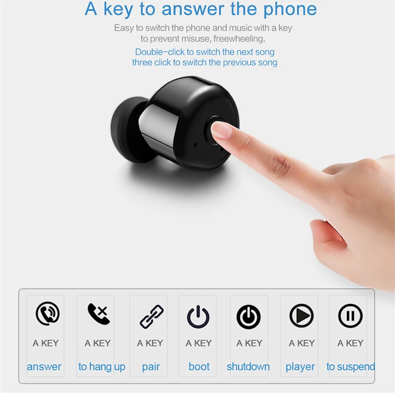 M J T1 2 Pcs Bluetooth Earphone True Wireless Stereo Headset Support TWS Smart Noise Reduction With Mic For Iphone X Samsung
