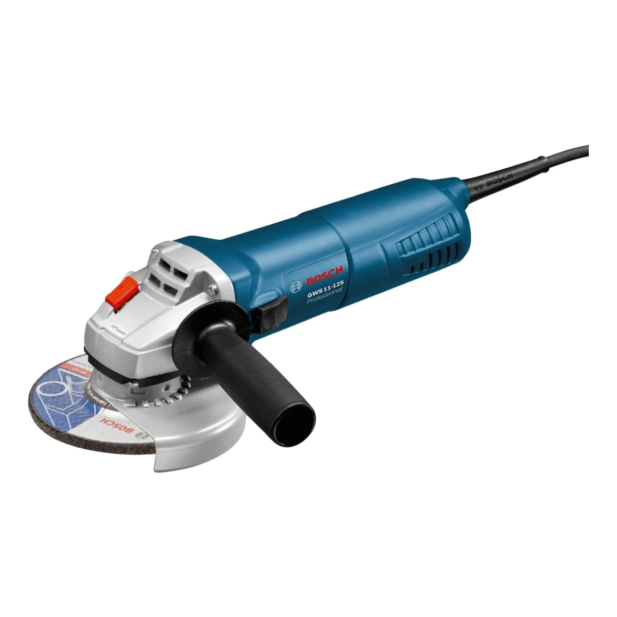Машина шлифовальная угловая Bosch GWS11-125 (Мощность 1100 Вт, диск 125 мм, 11500 об/мин холостого хода, блокировка кнопки включения)