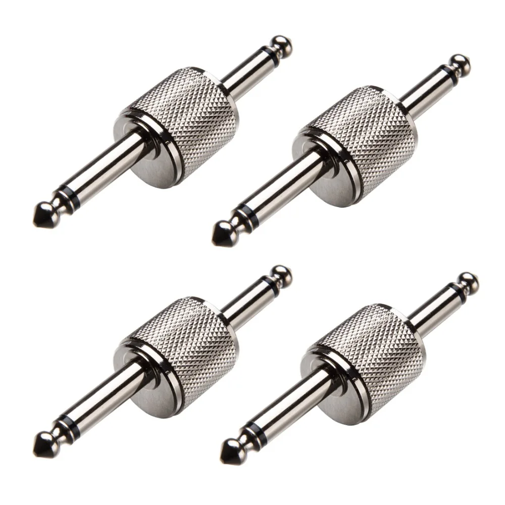 4Pcs 1/4 inch Pedal Coupler Z Type Guitar Effect Connector Silver Tone Adapters Electrical