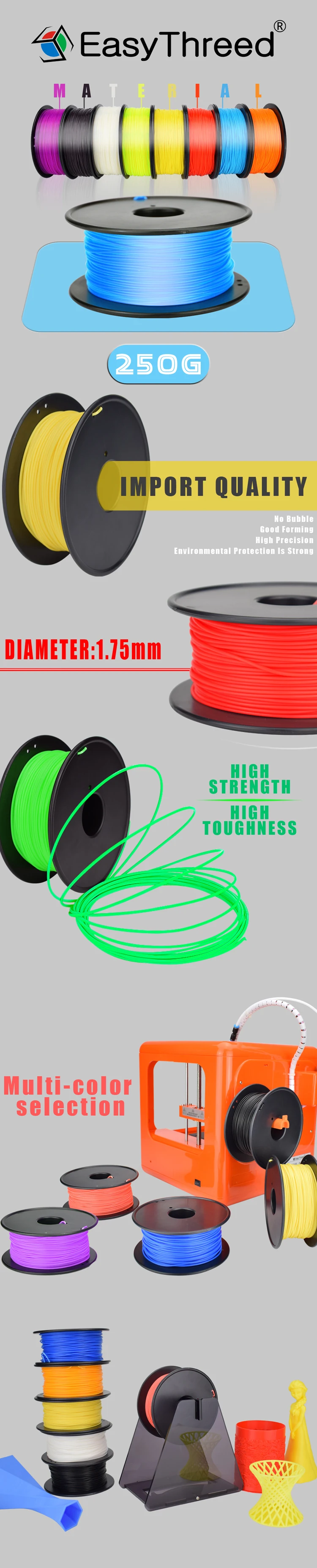 Нити для 3d принтера Easythreed PLA pla 250g 1,75 мм