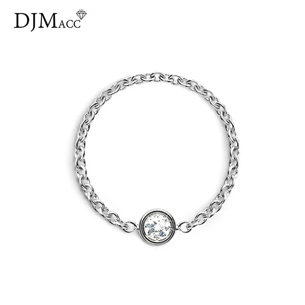 

DJMACC Love Series Ring Single 3 Gold Color Shine Zircon Stainless Steel Curb Chain Tail Rings For Women Finger joints(DJ0752)