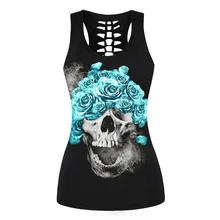 Skull Skeleton 3d Printed Tops Sleeveless Workout Tank Top Women Sexy Top Fitness Feminino Vest Punk