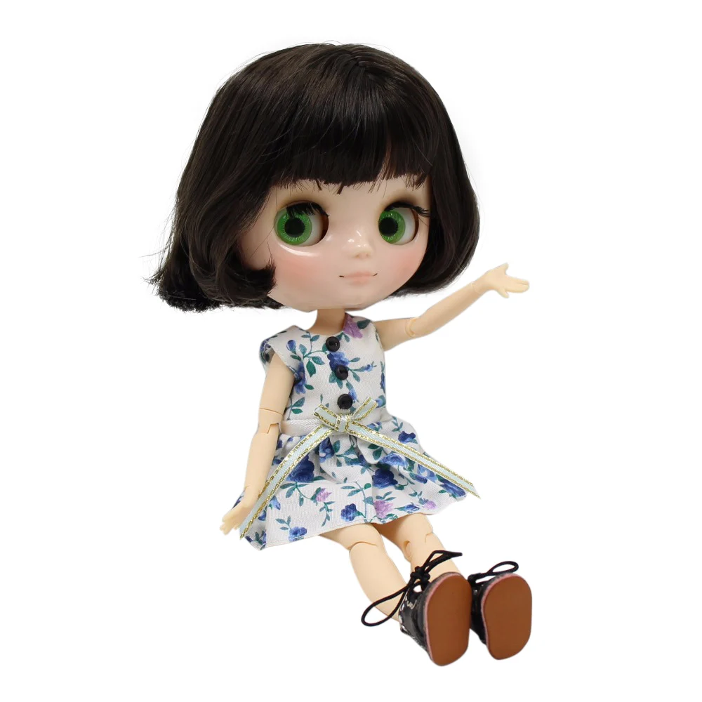 Фабричная кукла blyth Middie короткая черная/темно коричневая шарнирная 1/8 20 см