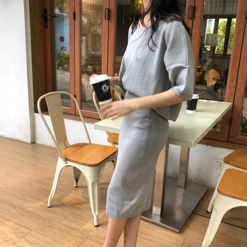 

Casual Female Loose Pullover Office Style Streetwear Skirt Women Set