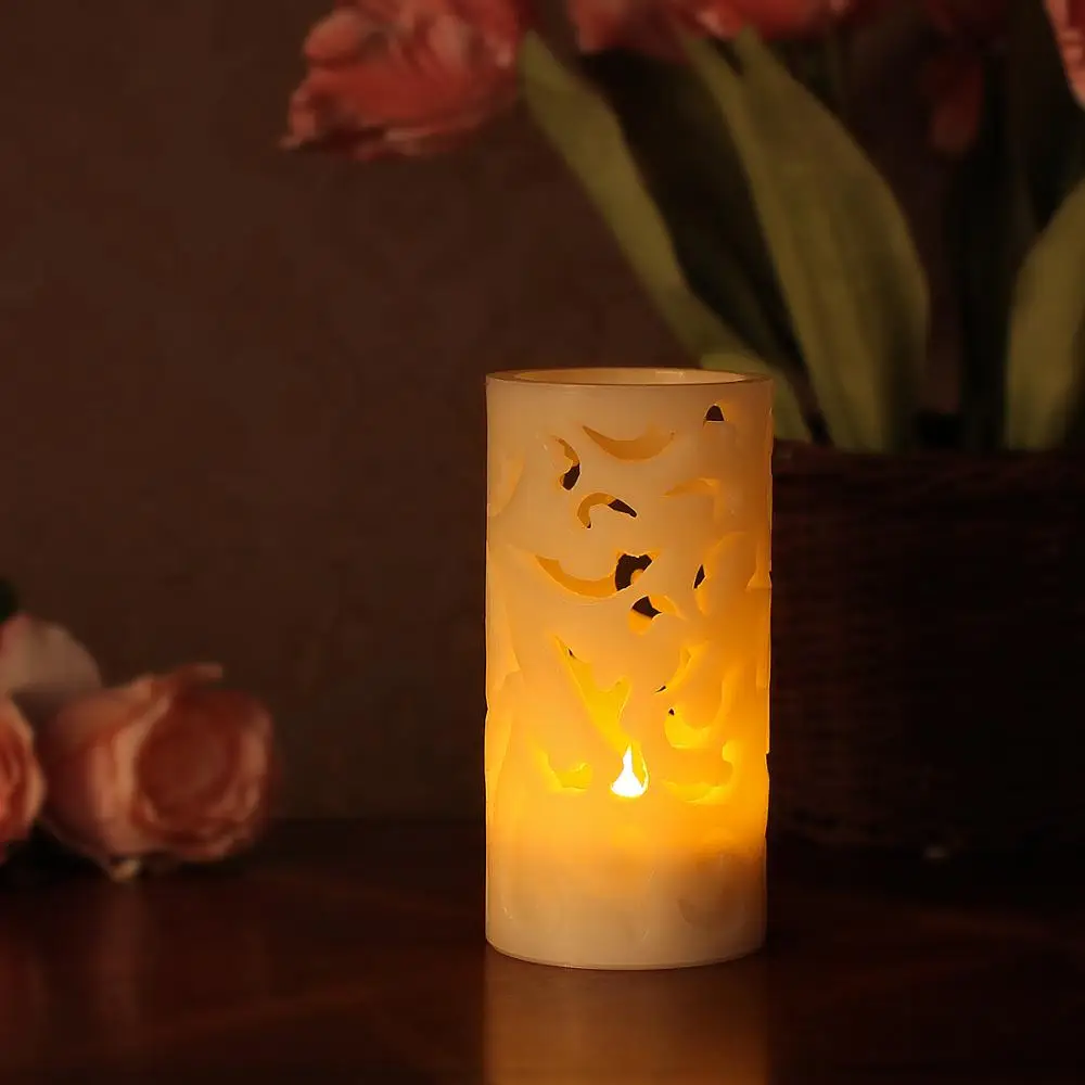 ja13085 flameless hollow candle led pillar candle