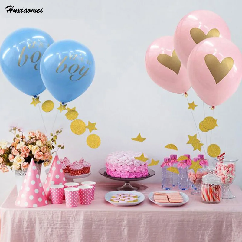 Huxiaomei 10pcs Baby Shower Children Birthday Balloon It's A Boy Girl Oh Printed Babyshower Decorations Party Supply | Дом и сад