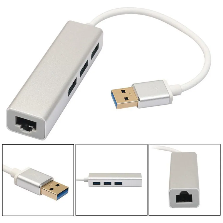 Basix USB адаптер Gigabit Ethernet концентратор USB 3,0 до 10/100/1000 Мбит/с Lan проводной сетевой карты Rj45 Порты и разъёмы USB разветвитель для компьютера