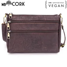 Коричневые пробковые мешки, пробковые сумки через плечо для женщин, Натуральная пробка с серебряной пробкой, оригинальная ручная сумка через плечо, BAG-161-B