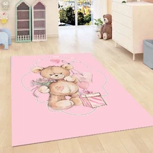 Розовый Пол Tedy медведи розовая Подарочная коробка сердца девушки 3d печать нескользящие микрофибры Детские украшения для детской комнаты коврик